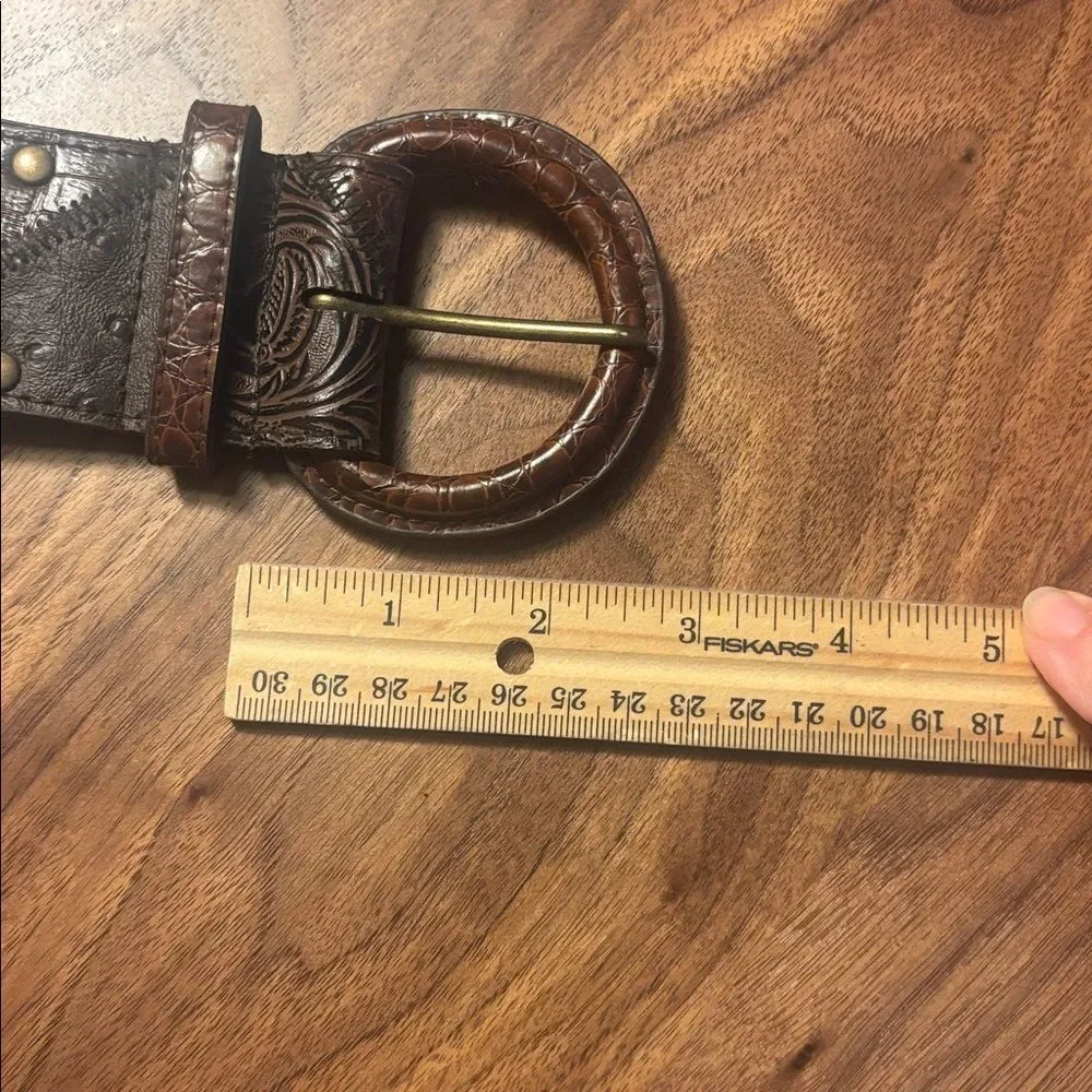 Chico's Brown and Cream Embellished Belt - M